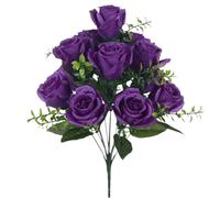 LOKLNEYK Artificial Rose Bouquet Home Living Room Wedding Decoration Fake Flowers Bridal Bridesmaid Silk Multi Colors(Deep Purple)