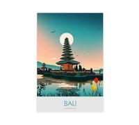 LOKLNEYK Bali Indonesia Vintage Travel Poster Canvas Poster Bedroom Decor Landscape Office Room Decor Gift 24x36inch(60x90cm)
