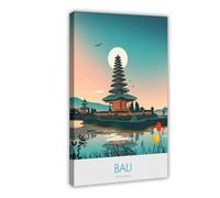 LOKLNEYK Bali Indonesia Vintage Travel Poster Canvas Poster Wall Art Decor Print Picture Paintings for Living Room Bedroom Decoration 12x18inch(30x45cm)
