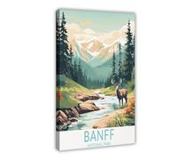 LOKLNEYK Banff National Park Vintage Travel Poster Canvas Poster Bedroom Decor Landscape Office Room Decor Gift 20x30inch(50x75cm)