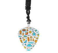 LOKLNEYK Beach Themed Graphics Necklaces Guitar Pick Holder Pendant Necklace Stainless Steel R&B Music Jewelry for Music Lover
