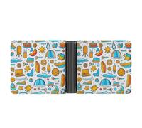 LOKLNEYK Beach Themed Graphics Wallet Bifold Passcase Slim Wallet Leather Compact Credit Card Holder Front Pocket Cash Purse