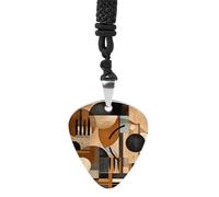 LOKLNEYK Beige And Black Objects Necklaces Guitar Pick Holder Pendant Necklace Stainless Steel R&B Music Jewelry for Music Lover