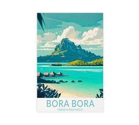 LOKLNEYK Bora Bora Island Vintage Travel Poster Canvas Poster Wall Art Decor Print Picture Paintings for Living Room Bedroom Decoration 24x36inch(60x90cm)