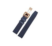 LOKLNEYK Canvas Watch Strap fit for Mido Navigator Polo M026.830.18.091.00 Waterproof Sweat-Proof Soft Comfortable Leather Watchband 21mm Men(Blue-rose gold-B)