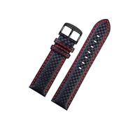 LOKLNEYK Carbon Fiber Pattern Leather Watch Strap Men's Accessories 18mm 20mm 21mm 22mm 23mm 24mm Black Red Watchband Bracelet Wristband(20mm)