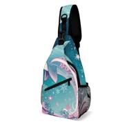 LOKLNEYK Casual Chest Bag Cute Dolphin Snowflake Crossbody Sling Backpack Daypack for Outdoors Hiking Traveling