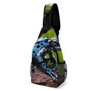 LOKLNEYK Casual Chest Bag Dart Frog Blue Crossbody Sling Backpack Daypack for Outdoors Hiking Traveling