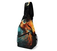 LOKLNEYK Casual Chest Bag Fire And Water Phoenix Crossbody Sling Backpack Daypack for Outdoors Hiking Traveling