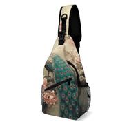 LOKLNEYK Casual Chest Bag Oriental Peacock on Flower Tree Crossbody Sling Backpack Daypack for Outdoors Hiking Traveling