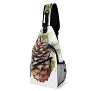 LOKLNEYK Casual Chest Bag Watercolor Pine Cone Crossbody Sling Backpack Daypack for Outdoors Hiking Traveling