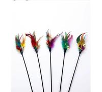 LOKLNEYK Cat Toy Long Pole Colorful Feather Bell Relieves Boredom Pet Teasing Cat Stick Interactive Self-hi Teasing Cat Pole(Long Rabbit Fur Teasing Sticks)