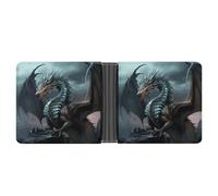 LOKLNEYK Cool Dragon Wallet Bifold Passcase Slim Wallet Leather Compact Credit Card Holder Front Pocket Cash Purse