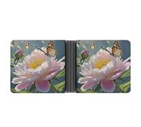 LOKLNEYK Cute Little Butterfly Wallet Bifold Passcase Slim Wallet Leather Compact Credit Card Holder Front Pocket Cash Purse