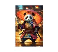 LOKLNEYK Cute Samurai Panda Animal Art Poster Canvas Poster Wall Art Decor Print Picture Paintings for Living Room Bedroom Decoration 20x30inch(50x75cm)