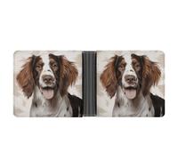 LOKLNEYK Cute Springer Spaniel Wallet Bifold Passcase Slim Wallet Leather Compact Credit Card Holder Front Pocket Cash Purse