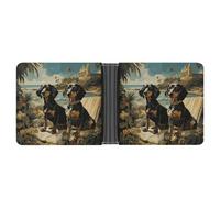LOKLNEYK Dachshund Dog Bento Wallet Bifold Passcase Slim Wallet Leather Compact Credit Card Holder Front Pocket Cash Purse