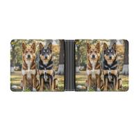 LOKLNEYK Dogs Sitting Together Wallet Bifold Passcase Slim Wallet Leather Compact Credit Card Holder Front Pocket Cash Purse