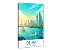 LOKLNEYK Dubai Vintage Travel Poster 2 Canvas Poster Wall Art Decor Print Picture Paintings for Living Room Bedroom Decoration 24x36inch(60x90cm)