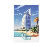 LOKLNEYK Dubai Vintage Travel Poster Canvas Poster Wall Art Decor Print Picture Paintings for Living Room Bedroom Decoration 24x36inch(60x90cm)