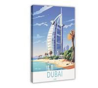 LOKLNEYK Dubai Vintage Travel Poster Canvas Poster Wall Art Decor Print Picture Paintings for Living Room Bedroom Decoration 16x24inch(40x60cm)
