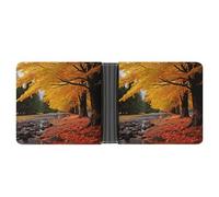 LOKLNEYK Fall Colors Wallet Bifold Passcase Slim Wallet Leather Compact Credit Card Holder Front Pocket Cash Purse
