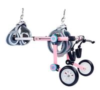 LOKLNEYK Foldable Dog Cart, Rehabilitation Wheelchair Adjustable & Comfortable, Pet Assisted Walk Car with Wheels(Pink,XXXS)