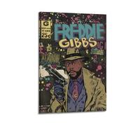 LOKLNEYK Freddie Gibbs Retro Comics Poster, Hit Music Album Wall Art Canvas Posters Modern Prints for Living Room Bedroom Deco 16x24inch(40x60cm) Frame-style