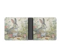 LOKLNEYK Garden Bunny Wallet Bifold Passcase Slim Wallet Leather Compact Credit Card Holder Front Pocket Cash Purse
