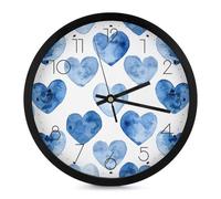 LOKLNEYK Hand Drawn Blue Heart Wall Clock 10 Inch Silent Non-Ticking Modern Clocks Battery Operated for Office, Home, Bathroom, Kitchen, Bedroom