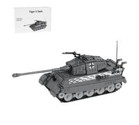 LOKLNEYK King Tiger Tank Building Blocks Set, 1265PCS WWII German Heavy Tank MOC Model, Historic Panzer VI B Armored Vehicle Display Brick Set for Adult & Youth