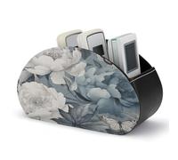 LOKLNEYK Leather Remote Caddy Desktop Organizer Flowers And Butterflies PU Leather Remote Caddy Desktop Organizer with 5 Spacious Compartments for TV Remot/Media Controllers/Office Supplies