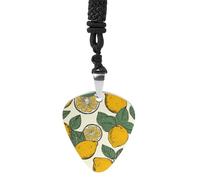 LOKLNEYK Lemon Fruit Pattern Necklaces Guitar Pick Holder Pendant Necklace Stainless Steel R&B Music Jewelry for Music Lover