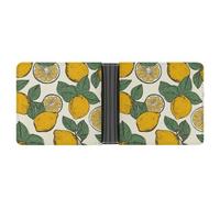 LOKLNEYK Lemon Fruit Pattern Wallet Bifold Passcase Slim Wallet Leather Compact Credit Card Holder Front Pocket Cash Purse