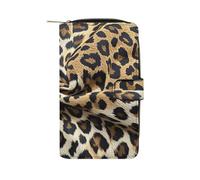 LOKLNEYK Leopard Print Pattern Wallet for Women Leather Travel Long Clutch Purse Zipper Coin Pocket Large Capacity Credit Card Holder