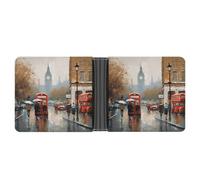 LOKLNEYK London Impression Wallet Bifold Passcase Slim Wallet Leather Compact Credit Card Holder Front Pocket Cash Purse
