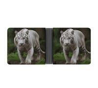 LOKLNEYK Majestic White Bengal Tiger Wallet Bifold Passcase Slim Wallet Leather Compact Credit Card Holder Front Pocket Cash Purse