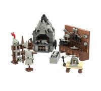 LOKLNEYK Medieval Armory MOC Scene, 200+PCS Blacksmith Shop Iron Smelting Furnace + Weapons Rack + Tool Bench Decoration Building Blocks Set, Compatible with Major Brands