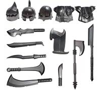 LOKLNEYK Medieval Weapons Pack, 14PCS Orc Arms & Armor Building Blocks Accessories Set with Orc Warrior Swords Axes Armor Gear Pack, Compatible with Major Brands