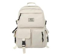 LOKLNEYK Men's and Women's Large Capacity Casual Schoolbag Universal Nylon Backpack Fashion Computer Backpack Daily Commuting(White)