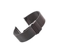 LOKLNEYK Mesh Milanese Loop Watch Band Bracelet Stainless Steel Silver Black Wrist Watch Strap Deployment Clasp 16mm 18mm 20mm 22mm 24mm(Black,18mm)
