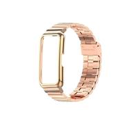LOKLNEYK Metal stainless steel strap+protective case suitable fit for Huawei Band 8 7 6/Honor Band 7 6(Rose gold,For Huawei Band 8)