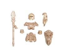 LOKLNEYK Military Weapons Set, 10PCS Medieval Knight Shield Guard Armor & Weapons Accessory Building Block Pack, Compatible Minifig Combat Gear for Custom Figures (Gold)
