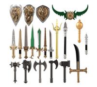 LOKLNEYK Military Weapons Set, 21PCS FD Arms Large Swords & Sabers Medieval Weapon Accessories Pack, MOC Army & Legion Creation Kit Compatible Building Blocks Figure Accessories Set
