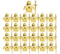 LOKLNEYK Military Weapons Set, 75PCS Medieval Ancient Rome Greece Egypt Weapon Armor Accessory Building Blocks Kit, Compatible with Major Brands Minifig Equipment Pack - Golden