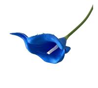 LOKLNEYK Mini Calla Lily Artificial Flowers, 10 Pack, Wedding Bouquet (11 Colors, Home Decor And Photography Props, Suitable For Living Room/Bedroom, Etc.)(Royal Blue White Core)