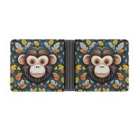 LOKLNEYK Monkey Pattern Wallet Bifold Passcase Slim Wallet Leather Compact Credit Card Holder Front Pocket Cash Purse