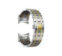 LOKLNEYK No Gaps Stainless Steel Strap fit for Samsung Galaxy Watch 6 Classic 43mm 47mm 6 5 4 40mm 44mm Watch 5Pro 45mm Quick Fit Metal Band(Silver gold,Galaxy Watch 5 44mm)