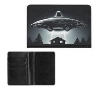 LOKLNEYK Passport Wallet Alien Spaceship UFO Passport Holder Travel Passport Cover for Travel Must Haves Accessories