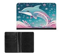 LOKLNEYK Passport Wallet Cute Dolphin Snowflake Passport Holder Travel Passport Cover for Travel Must Haves Accessories